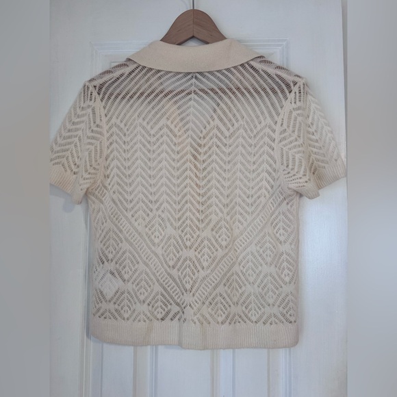 J. Crew 100% Cashmere pointelle button-up short-sleeve cardigan in S - Picture 4 of 15